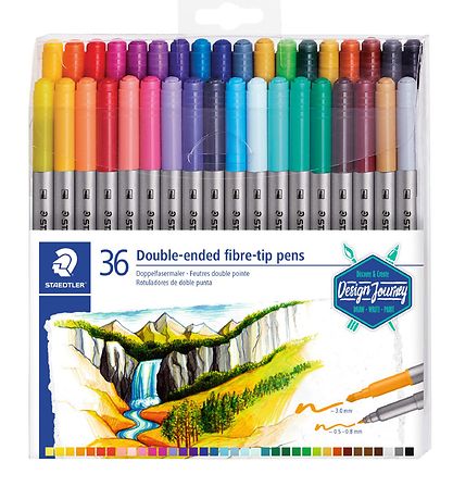 Staedtler Tússlitir - 36 Stk. - Tvöfalt Trefjapennar