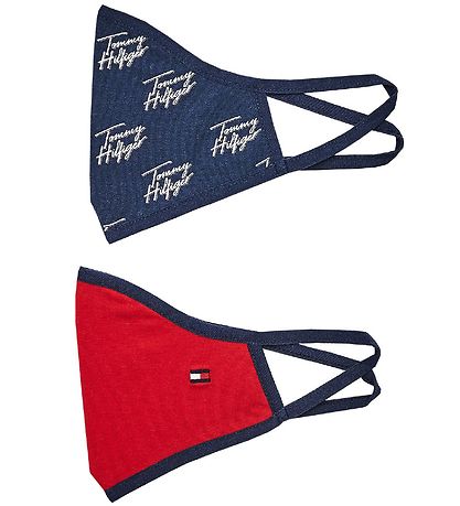 Tommy Hilfiger Mund-Nasen-Schutz - 2er-Pack - Navy/Rot