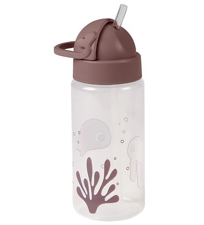 Done By Deer Vattenflaska m. Sugrör - 350 ml. - Sea Friends - Pu