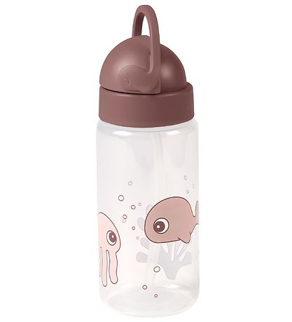 Done By Deer Vattenflaska m. Sugrör - 350 ml. - Sea Friends - Pu