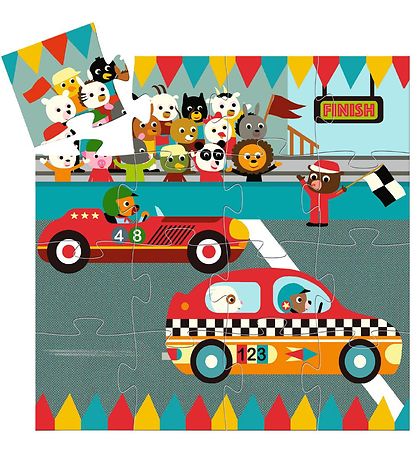Djeco Puzzle Game - 16 Bricks - The Racing Car