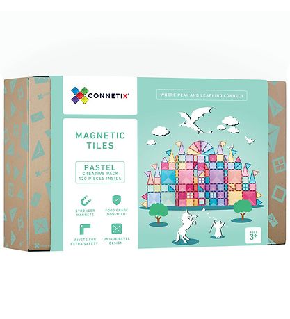 Ensemble d'aimants Connetix - 120 Parties - Pastel Créatif