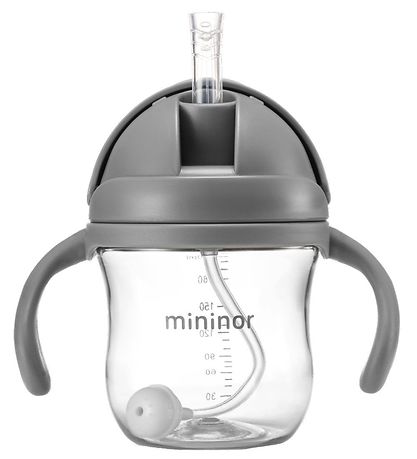 Mininor Mugg m. Sugrör - Tritan - 220 ml - Grå