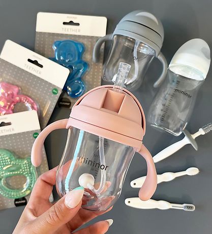 Mininor Mugg m. Sugrör - Tritan - 220 ml - Grå