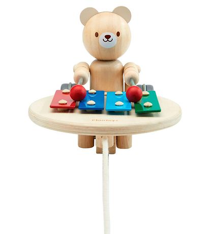 PlanToys Wooden Toy - Musical Bear In Leash - Wood