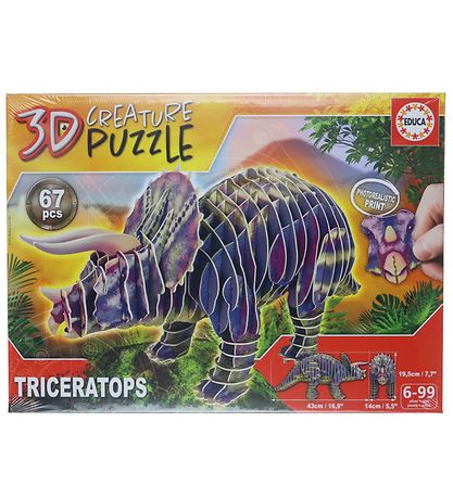 Educa 3D Puzzle Game - Triceratops - 67 Bricks