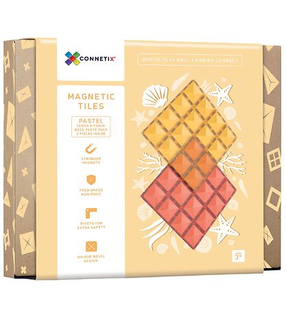 Connetix Segulplötur - 2-Partar - Lemon & Peach