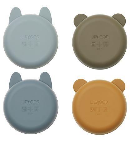 Liewood Bowls - Silicone - 4-Pack - Malene - Golden Caramel/Blue