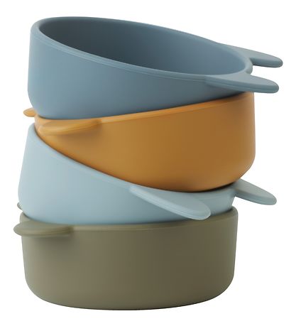 Liewood Bowls - Silicone - 4-Pack - Malene - Golden Caramel/Blue
