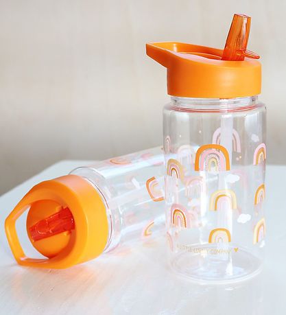 A Little Lovely Company Water Bottle w. Straw - 450 ml - Orange