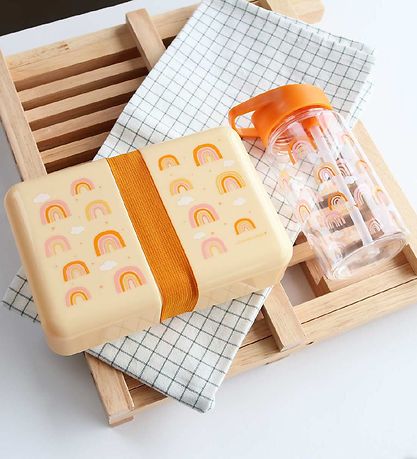 A Little Lovely Company Water Bottle w. Straw - 450 ml - Orange