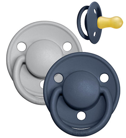 BIBS De Lux Schnuller - Gr. 2 - 2er-Pack - Rund - Cloud/Steel Bl