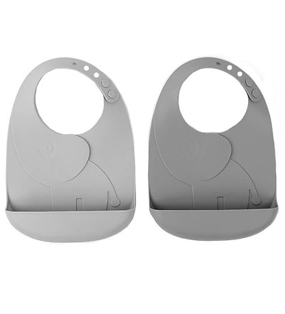Done By Deer Bib w. Food Catcher - 2-pack - Silicone - Elphee Gr