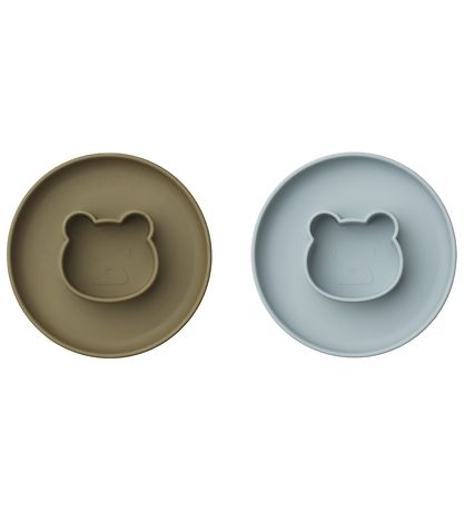 Liewood Plate - Mr. Bear - 2-Pack - Silicone - Blue Fog/Khaki