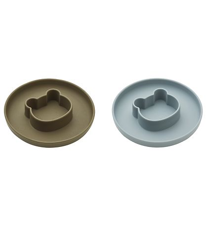 Liewood Plate - Mr. Bear - 2-Pack - Silicone - Blue Fog/Khaki