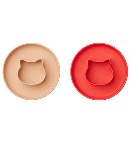 Liewood Teller - CAT - 2er-Pack - Silikon - Apple Rot/Toskana