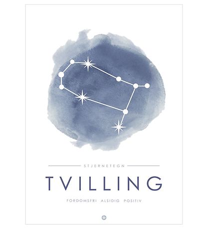 Citatplakat Veggspjald - A3 - Stjörnumerki - Gemini - Blár