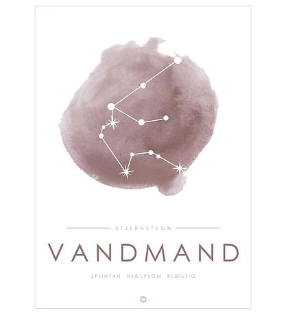 Citatplakat Veggspjald - A3 - Stjörnumerki - Vatnsberi - Bleikt