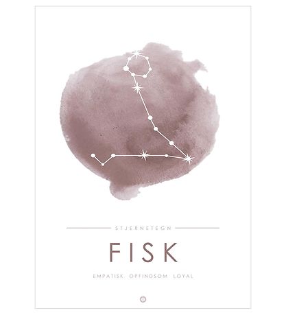 Citatplakat Veggspjald - A3 - Stjörnumerki - Fiskar - Bleikt