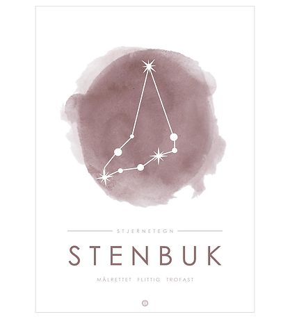 Citatplakat Veggspjald - A3 - Stjörnumerki - Steingeit - Bleikt