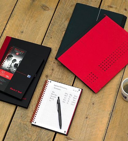 Oxford Notebook - Spiral - Lined - A5 - Black/Red