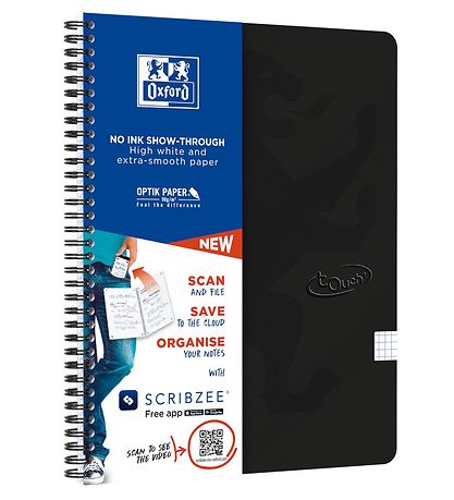 Oxford Notebook - Touch - Squared - A4 + - Black