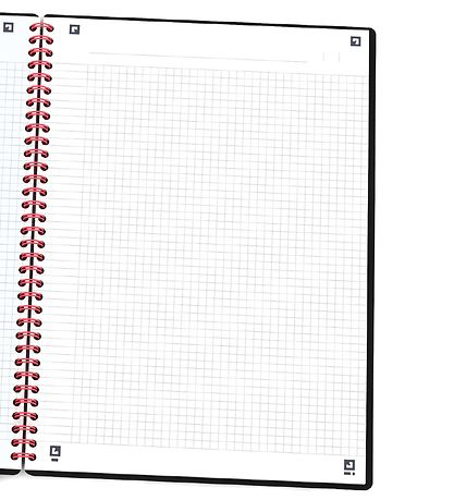 Oxford Notebook - Spiral - Squared - A4 - Black/Red