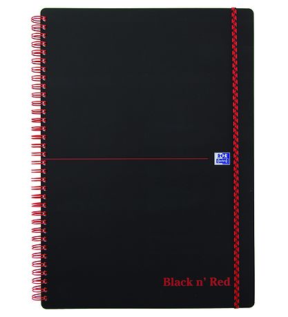 Oxford Notebook - Spiral - Squared - A4 - Black/Red