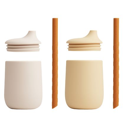Liewood Becher m. Strohhalme - 2er-Pack - Silikon - Ellis - Sand