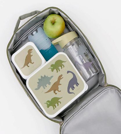 A Little Lovely Company Cooler Bag - Green w. Dinosaur