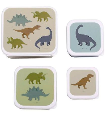 A Little Lovely Company Lunchbox Set - 4 pcs - Dinosaurs