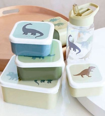 A Little Lovely Company Lunchbox Set - 4 pcs - Dinosaurs