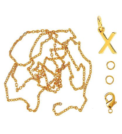 Me&My BOX Necklace w. Letter - X - Gold plated