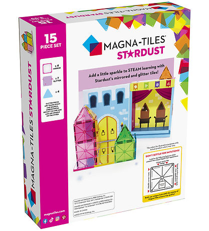 Magna-Tiles Segulsett - 15 Partar - Stardust Glitter & speglar