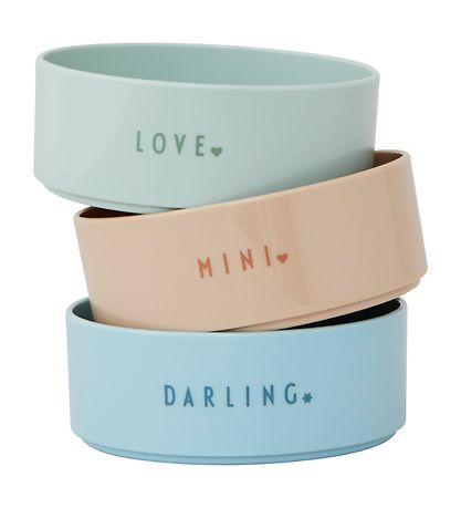 Design Letters Bowl Set - 3-Pack - Favorite - Green/Blue/Beige