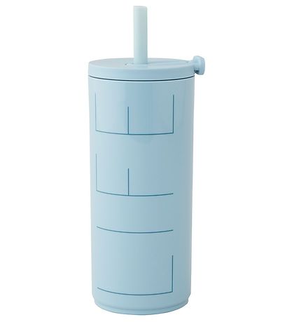 Design Letters Cup w. Straws - 500 mL - Travel - Light Blue