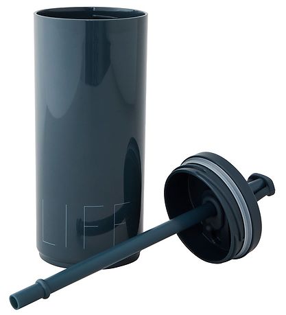 Design Letters Mugg m. Sugrör - 500 ml. - Travel - Royal