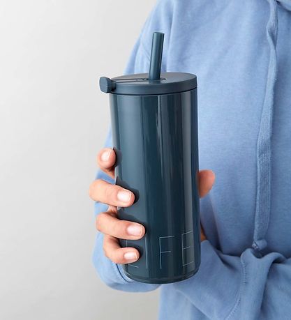 Design Letters Mugg m. Sugrör - 500 ml. - Travel - Royal