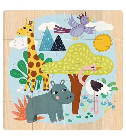 Vilac Puzzle Game - 3x16 Bricks - Animal