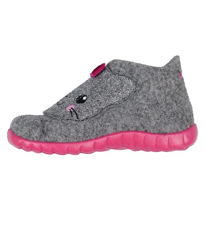 Superfit Slippers - Wool - Grey w. Cat