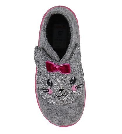 Superfit Slippers - Wool - Grey w. Cat