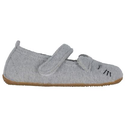 Living Kitzbhel Ballerina Slippers - Wool - Light Grey w. Cat