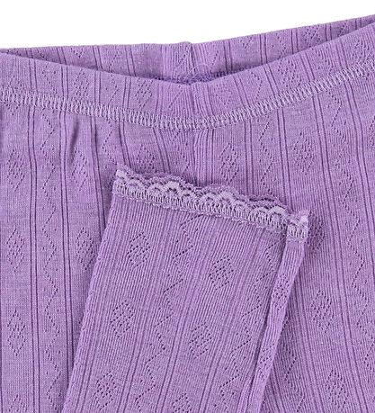 Joha Leggings - Wool/Silk - Purple w. Pointelle