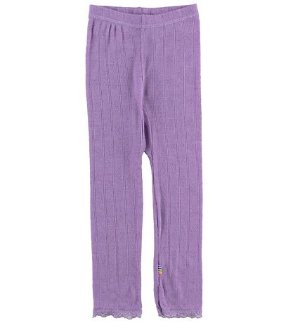 Joha Leggings - Wool/Silk - Purple w. Pointelle
