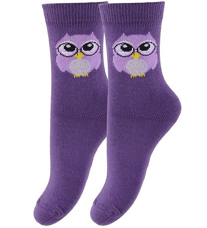 Fuzzies Socken - 2er-Pack - Lila m. Eule