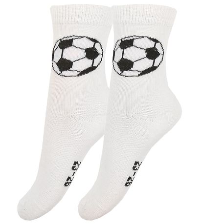 Fuzzies Socken - 2er-Pack - Weiß m. Fußbälle