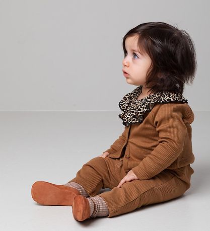 MarMar Bodysuit - L/S - Brown Leopard Print w. Ruffles