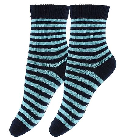 Fuzzies Socken - 2er-Pack - Schwarz/Türkis Gestreift