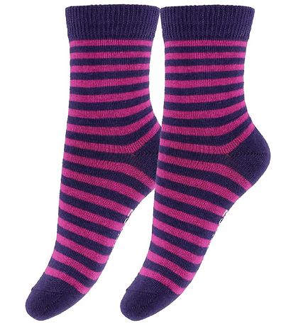 Fuzzies Socken - 2er-Pack - Lila/Pink Gestreift