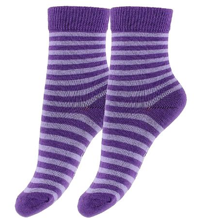 Fuzzies Socken - 2er-Pack - Lila Gestreift